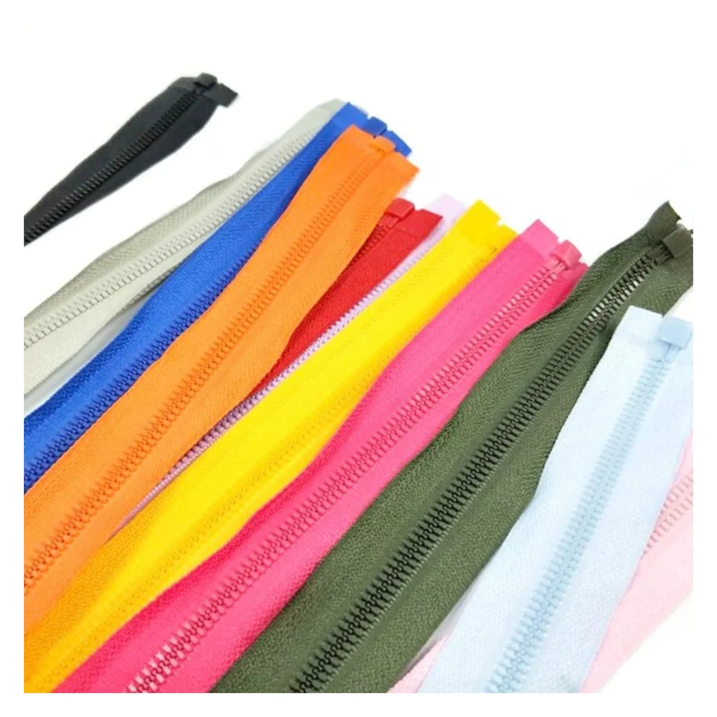 50cm Plastic Zipper Black White Open-Ended Zip Sportwear Bags Sewing - White - Asia Sell