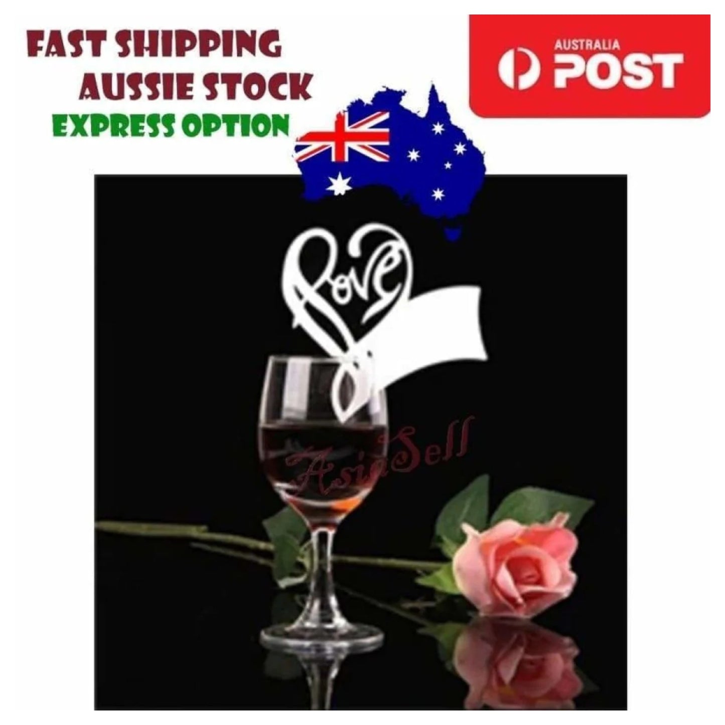 50pc Love Heart White Bird Wine Glass Table Place Holder Wedding Name Cards 150x90mm Cardboard - - Asia Sell