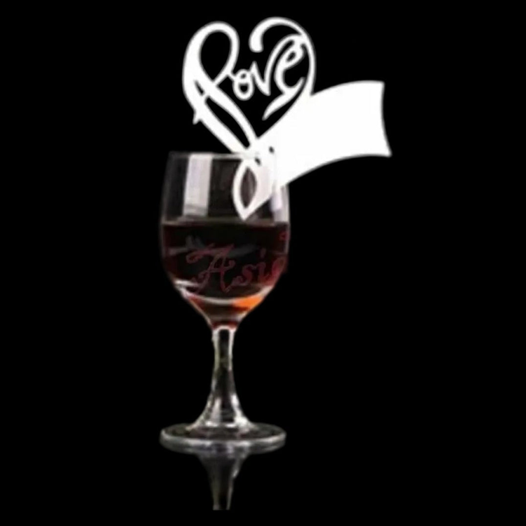 50pc Love Heart White Bird Wine Glass Table Place Holder Wedding Name Cards 150x90mm Cardboard - - Asia Sell