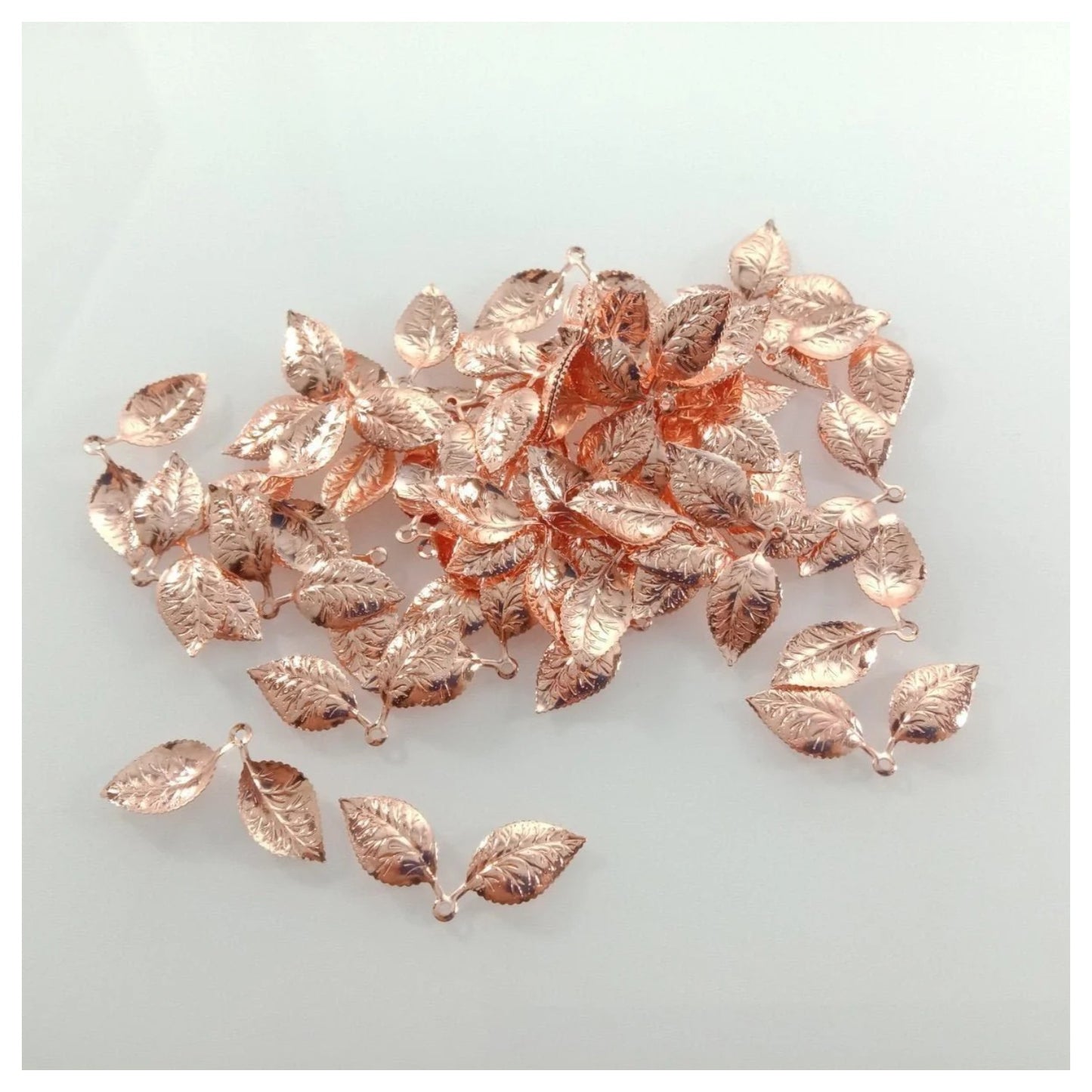 50pcs 13x32mm Vintage Double Leaf Pendant Charms for Necklace Bracelet Broch Jewellery Making DIY Gold - Rose Gold - Asia Sell