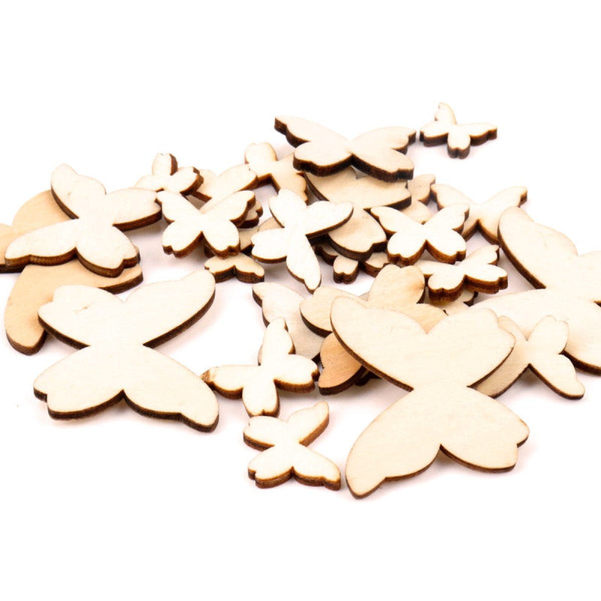 50pcs 15-40mm Natural Wooden Flower Butterfly Shape Blanks Forms Scrapbooking Crafts Sketching - Mixed Size Butterflies - Asia Sell