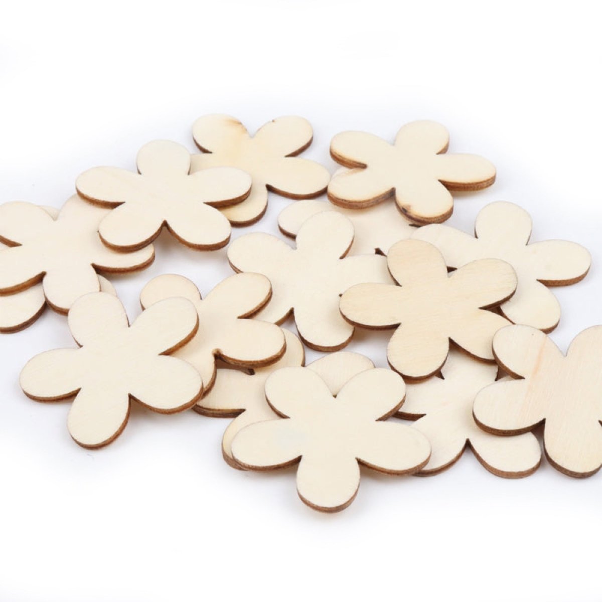 50pcs 15-40mm Natural Wooden Flower Butterfly Shape Blanks Forms Scrapbooking Crafts Sketching - Mixed Size Butterflies - Asia Sell