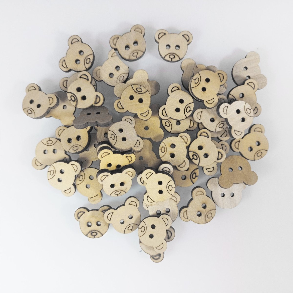50pcs 19mm Teddy Bear Clothing Wooden Buttons 2 Hole Flatback Sewing Brown - - Asia Sell