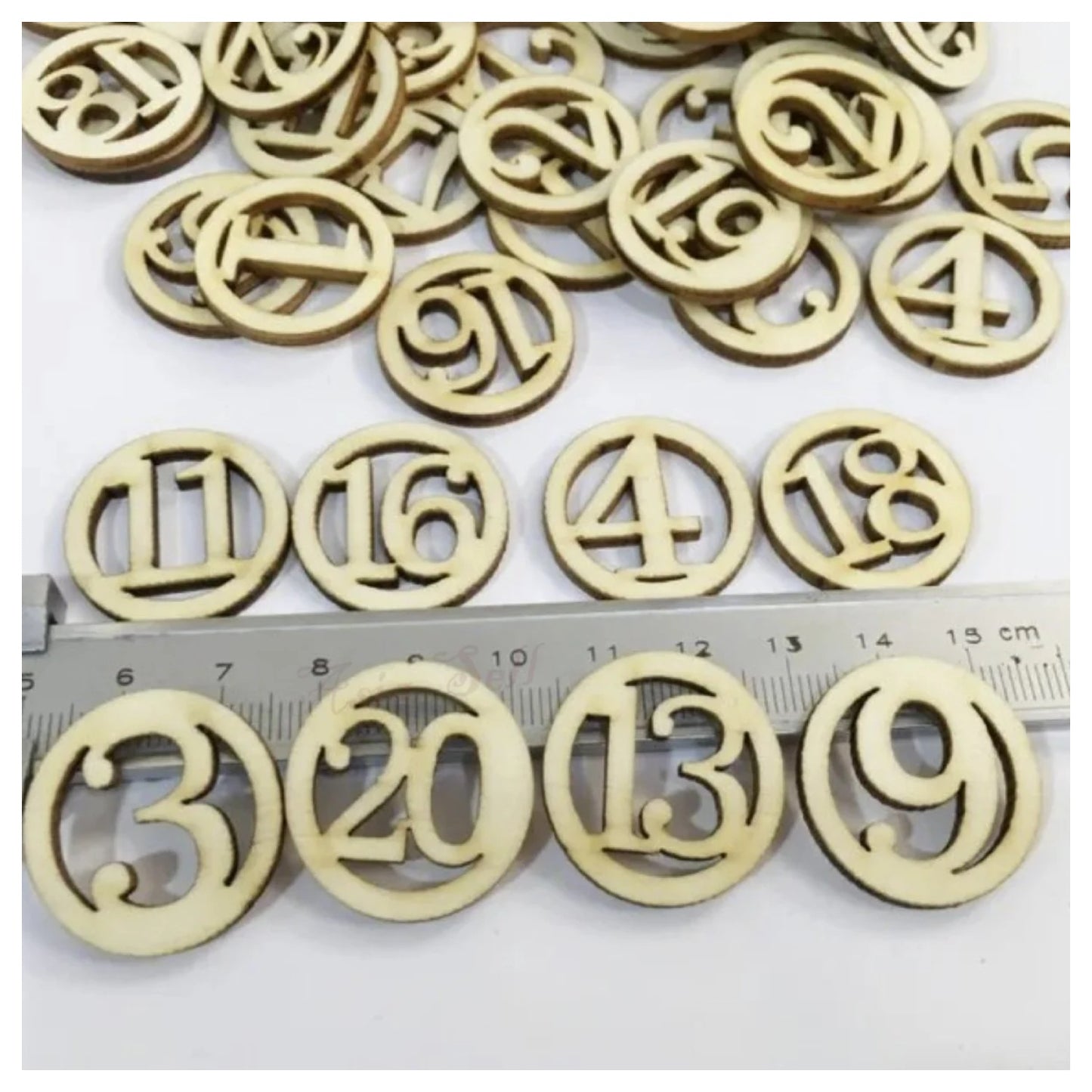 50pcs 2.5cm Wooden Numbers in Circles Birthday Party Craft Pendant Hanging Ornament Decor Home Decorations DIY - - Asia Sell