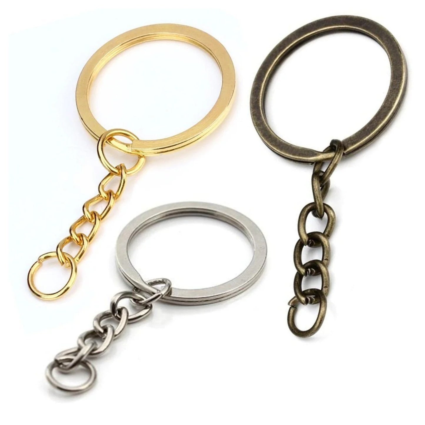 50pcs 30mm KC Gold Bronze Rhodium Keyring Keychain Split Ring Chain Key Rings Key Chains - Antique Bronze - Asia Sell