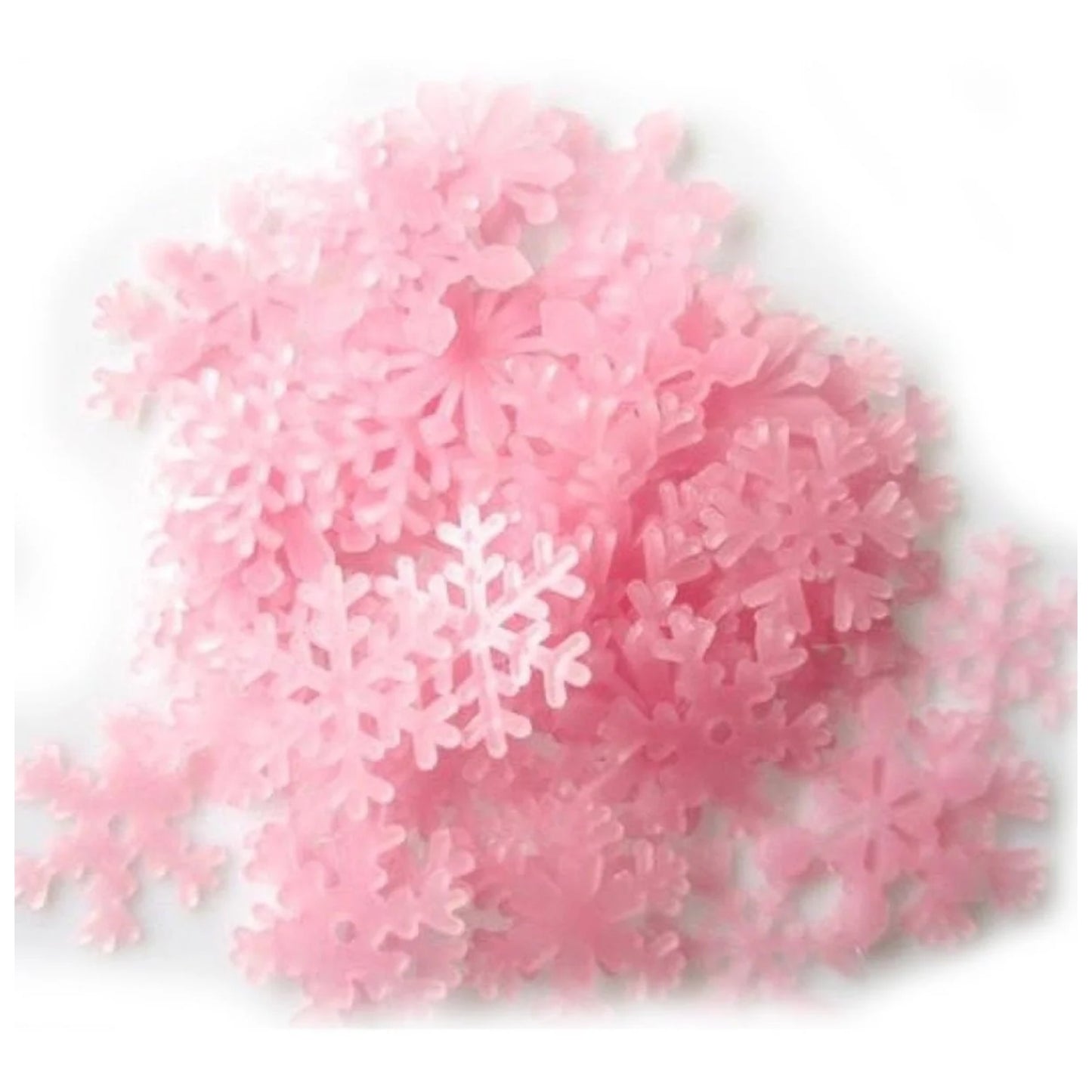 50pcs 3D Snowflake Glow In The Dark Luminous Fluorescent Plastic Wall Stickers - Pink - Asia Sell