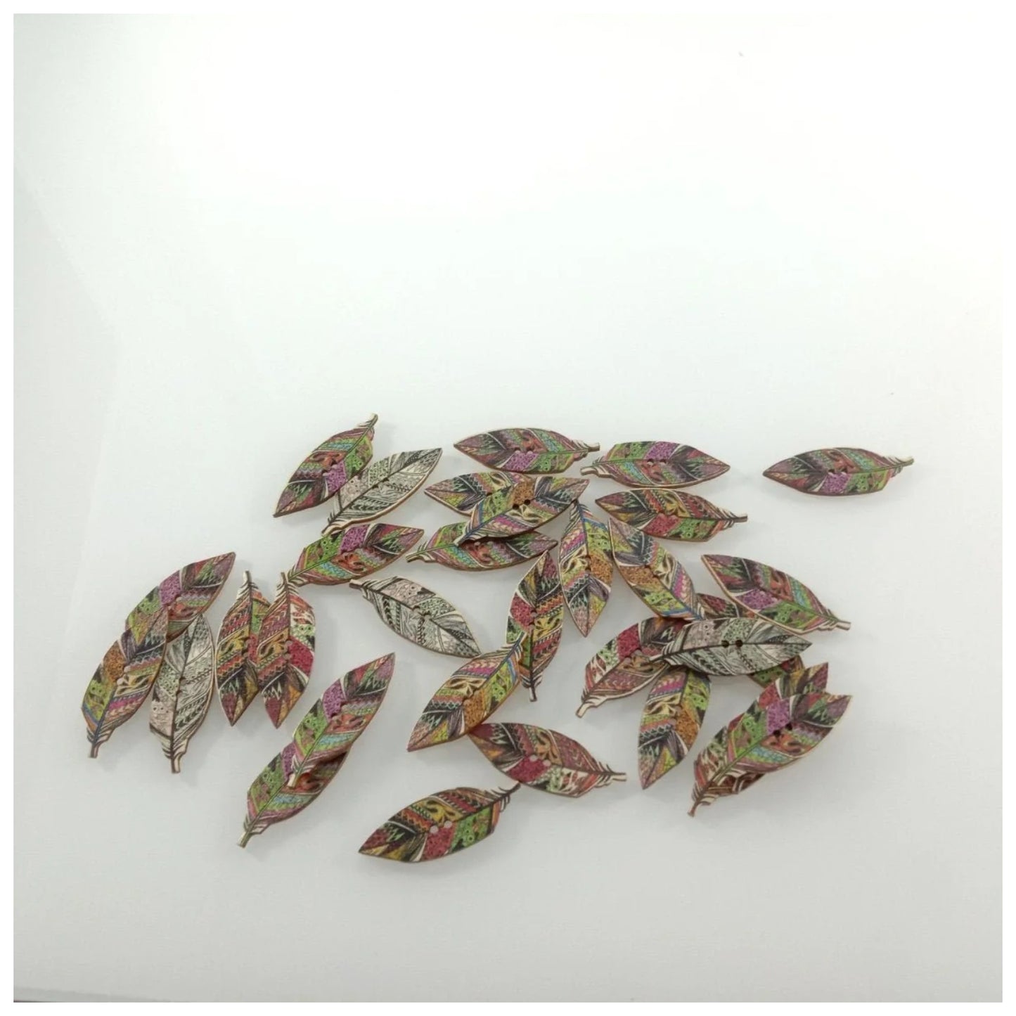 50pcs 42mm Wooden Leaf Buttons Leaves Retro for Scrapbooking Handmade Clothes - Light - Asia Sell