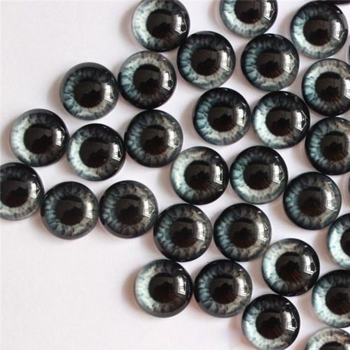 50pcs 6mm 8mm 10mm Dragon Owl Eyes Round Glass Cabochon Flatback Photo Jewellery Cameo Pendant Settings - Dark Grey - 6mm - Asia Sell