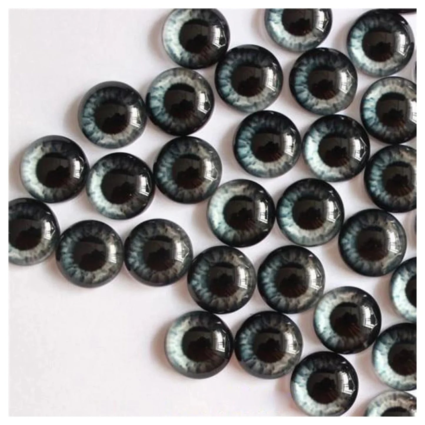 50pcs 6mm 8mm 10mm Dragon Owl Eyes Round Glass Cabochon Flatback Photo Jewellery Cameo Pendant Settings - Dark Grey - 6mm - Asia Sell