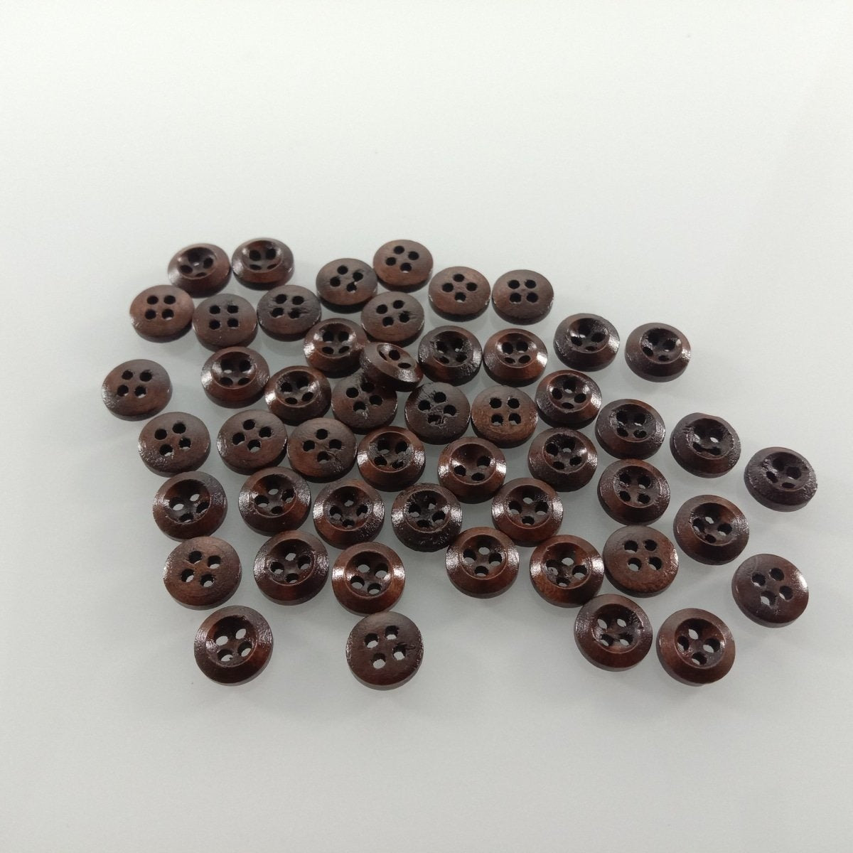 50pcs 9mm 4 Hole Dark Coffee Brown Wooden Buttons Sewing Round Wood Button Clothes for Handmade Clothes - - Asia Sell