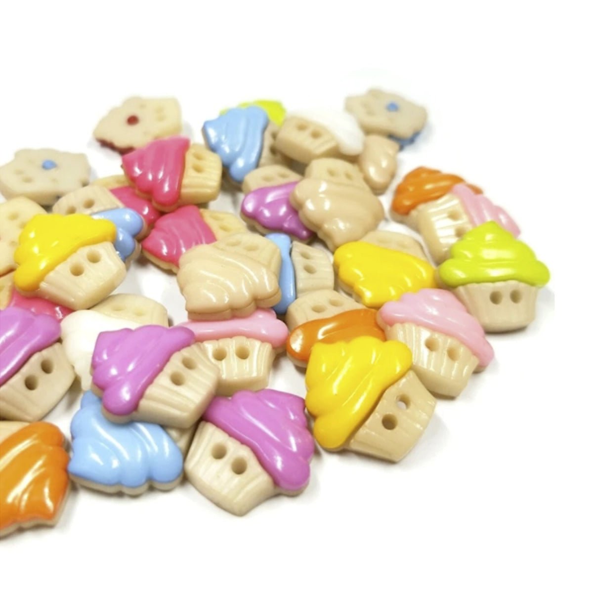 50pcs Cupcake Plastic Buttons DIY Scrapbooking Accessories Children's Apparel Sewing - - Asia Sell