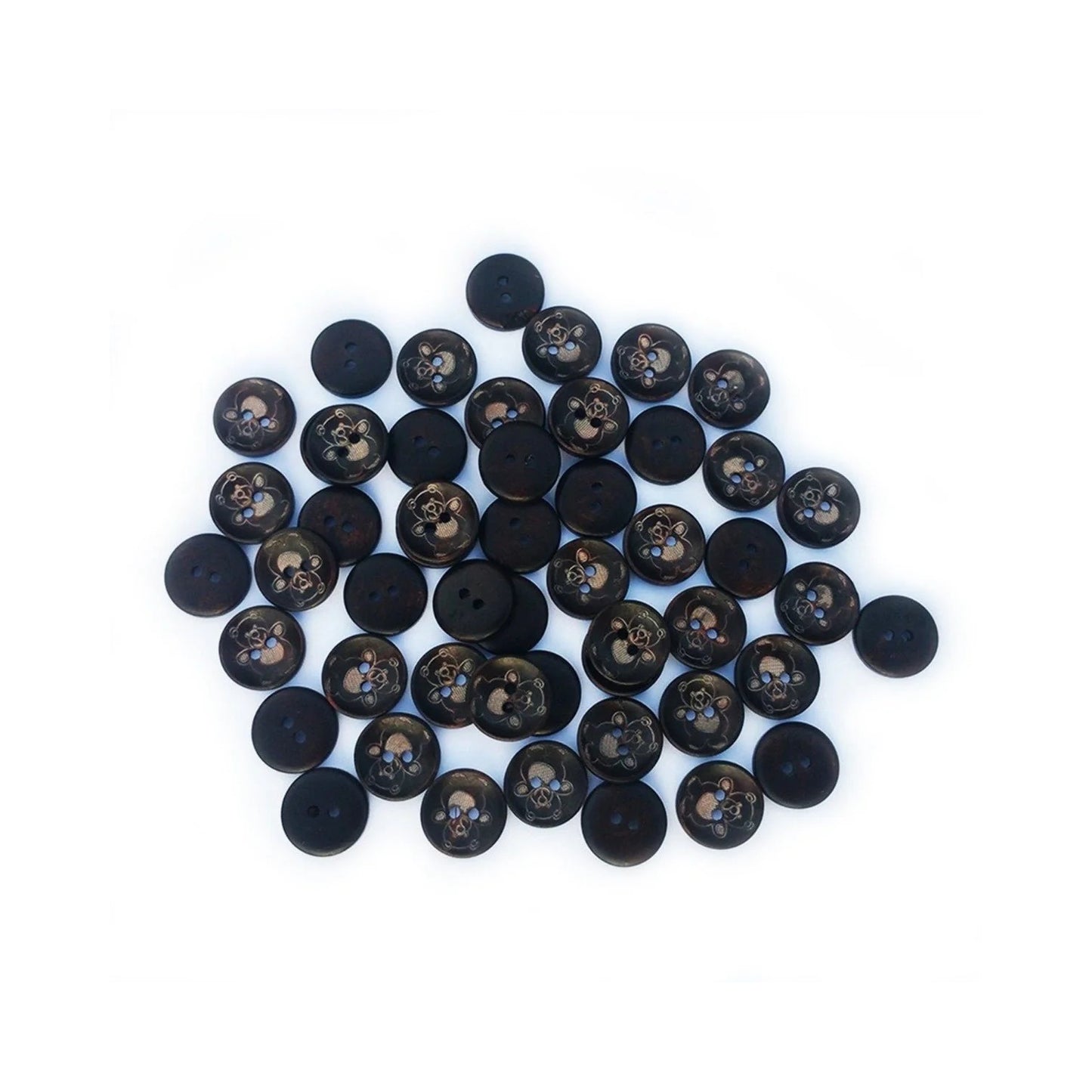 50pcs Dark Wooden Buttons 20mm 2-Holes Teddy Round for Handmade Clothes - - Asia Sell