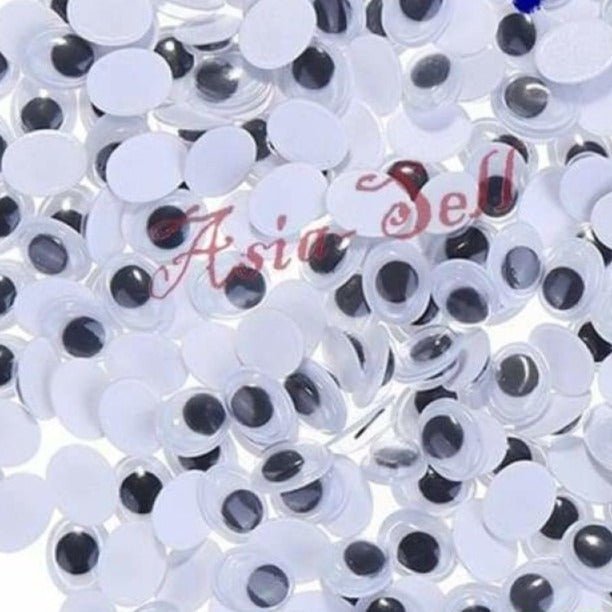 50pcs Dolls Joggle Eyes 10mmx8mm Oval Adhesive Backing Doll Teddy Googly Boggle Plastic - - Asia Sell