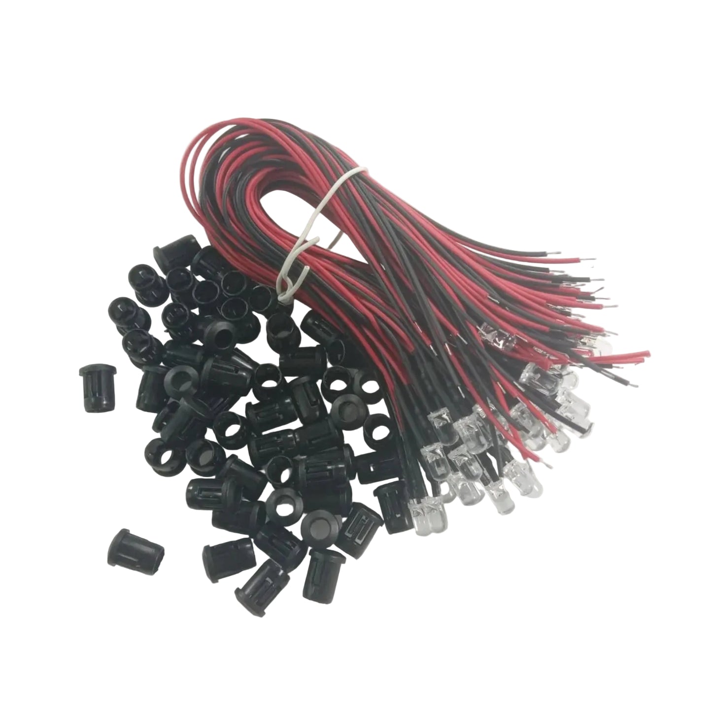 50pcs Each 12V 5mm Wired LED + Black Plastic Bezel Surround White Blue Green UV Red Yellow Pink RGB 8000MCD LED - UV - Asia Sell
