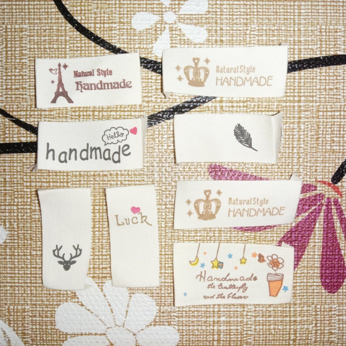 50pcs Handmade Printed Washable Clothing Labels Fabric Cloth For Sewing Accessories Care Bags Clothes Tag Handmade Crafts Supplies - Mixed - Asia Sell