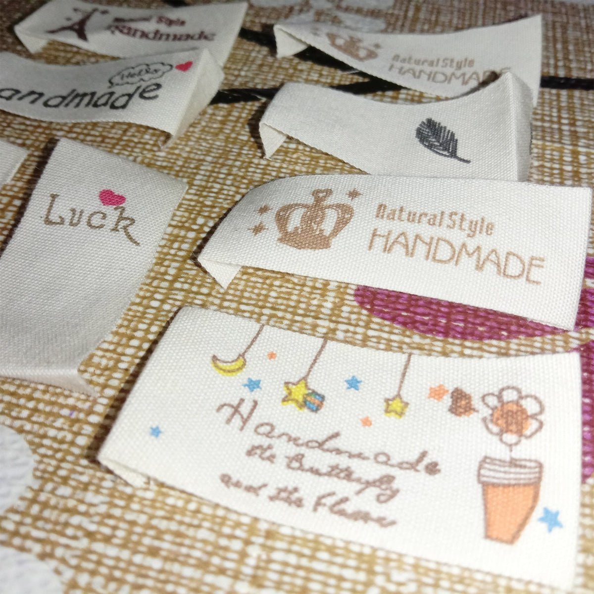 50pcs Handmade Printed Washable Clothing Labels Fabric Cloth For Sewing Accessories Care Bags Clothes Tag Handmade Crafts Supplies - Mixed - Asia Sell