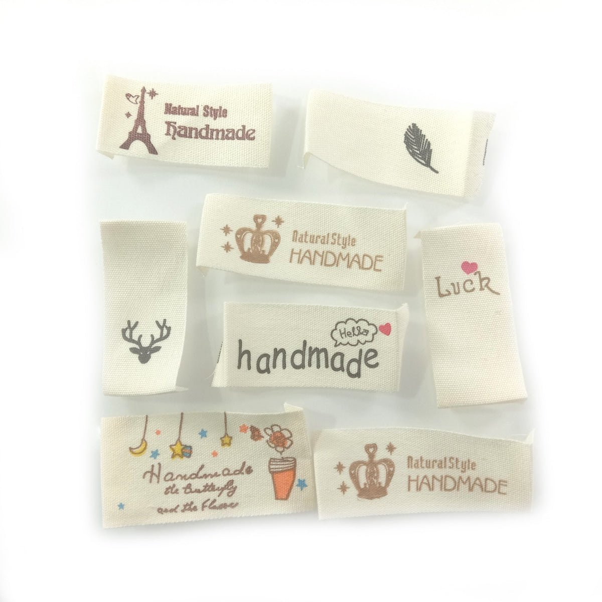 50pcs Handmade Printed Washable Clothing Labels Fabric Cloth For Sewing Accessories Care Bags Clothes Tag Handmade Crafts Supplies - Mixed - Asia Sell