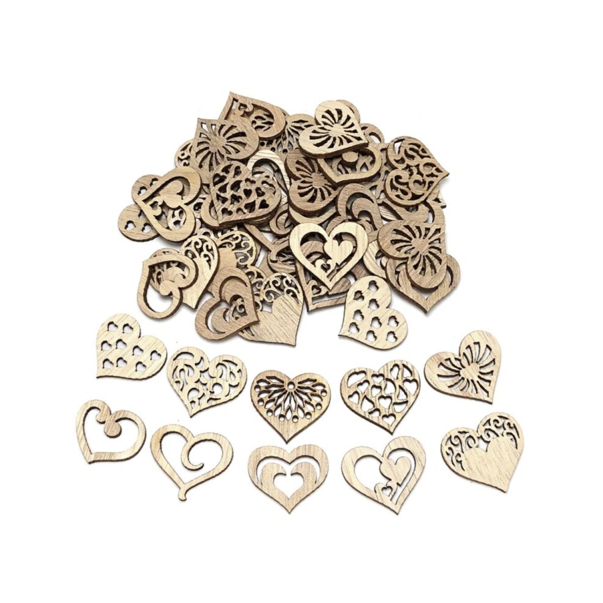 50pcs Heart Wood Love Wooden Crafts Wedding Party Decoration Birthday Valentine's Gifts Home Table Decor - - Asia Sell