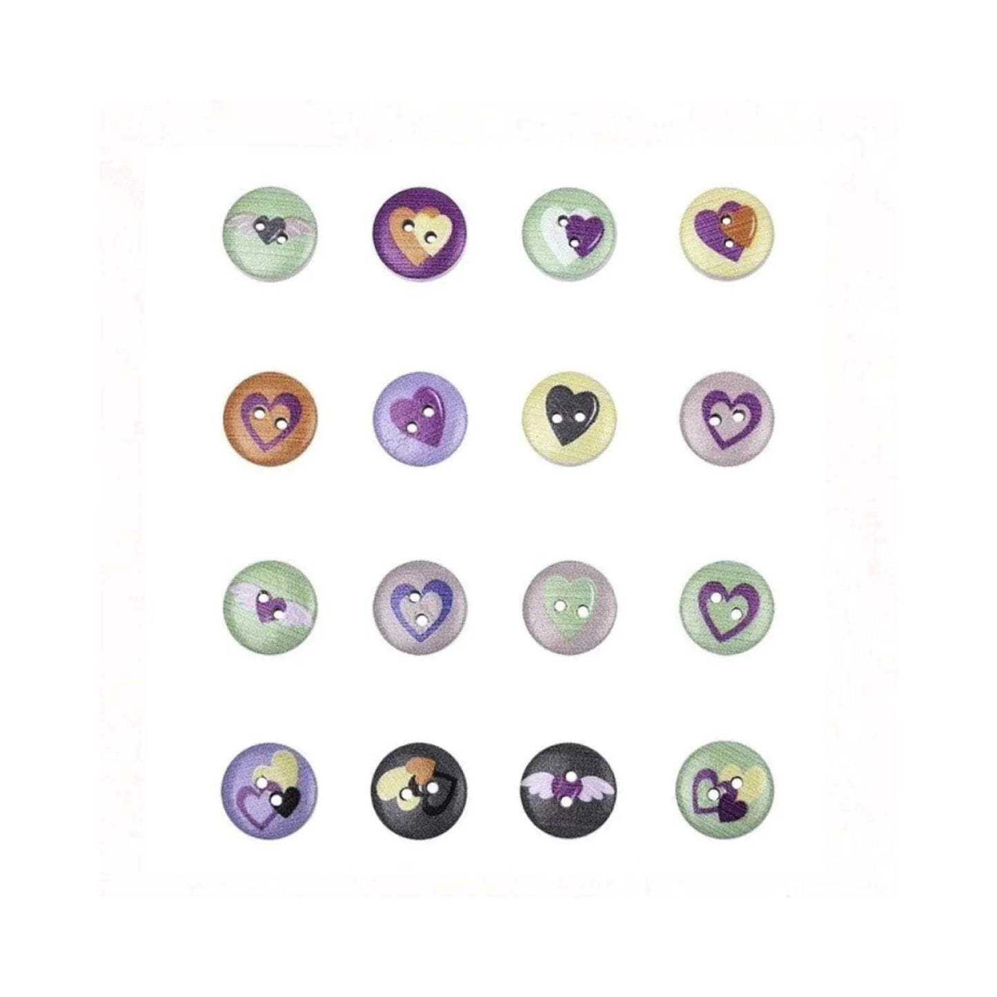 50pcs Heart Wooden Buttons Mixed Pattern 2-Hole Button Sewing DIY - - Asia Sell