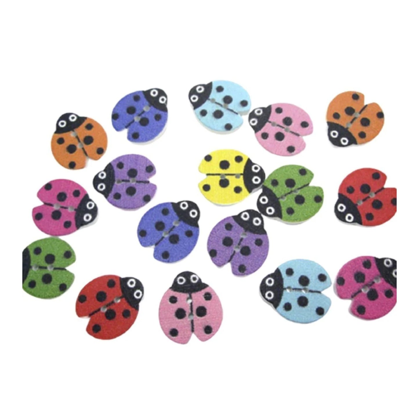 50pcs Mixed Ladybug Heart Wood Buttons Sewing Buttons For Kids Clothes DIY - Ladybug - Asia Sell