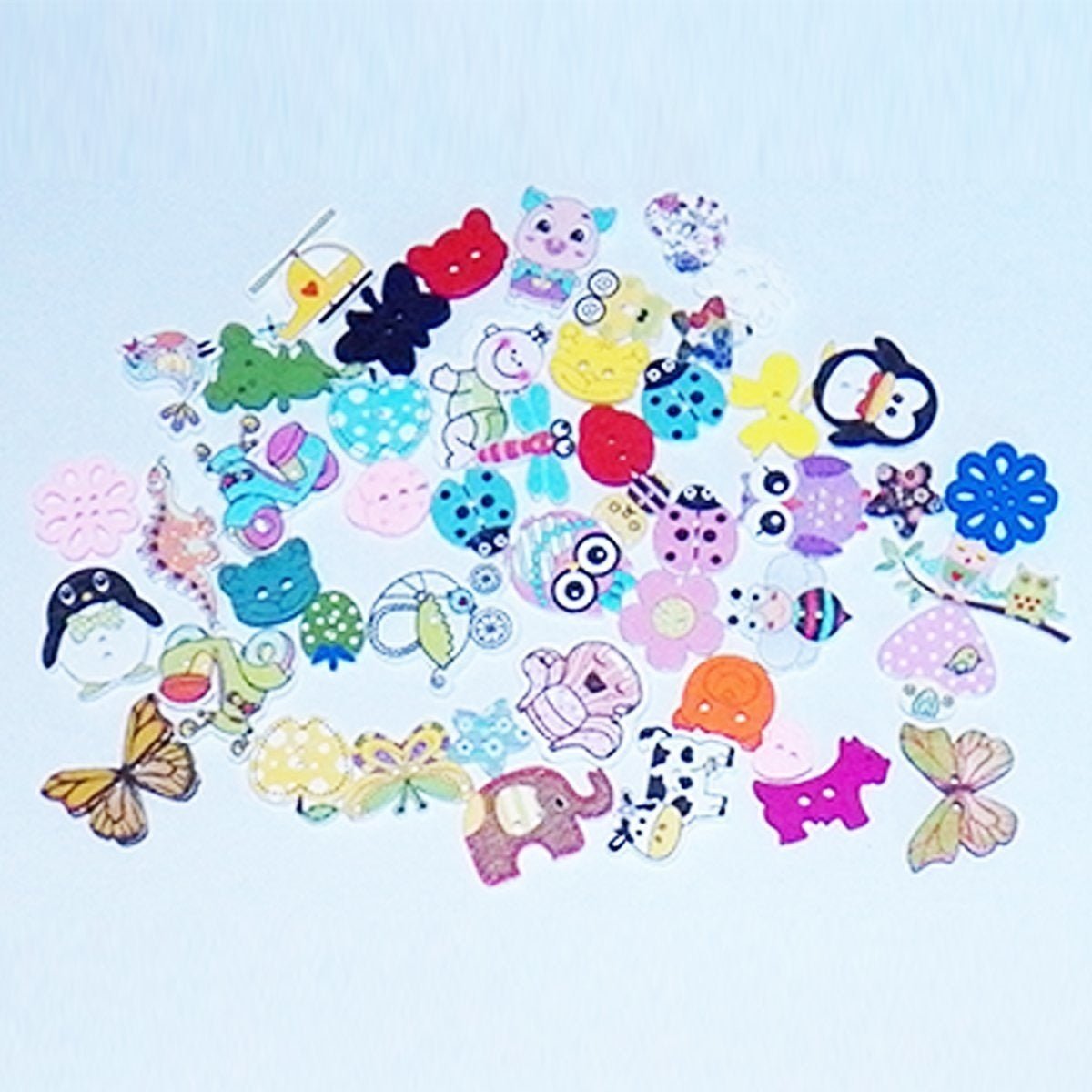 50pcs Mixed Wooden Clothing Buttons Craft DIY 2 Hole Wood Button - - Asia Sell
