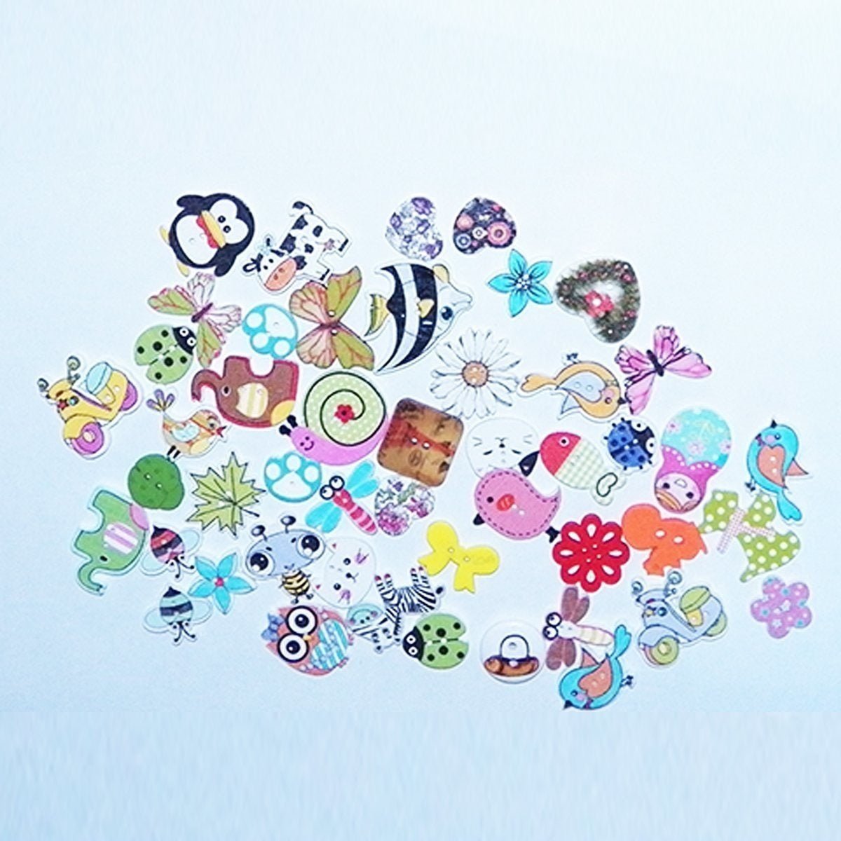 50pcs Mixed Wooden Clothing Buttons Craft DIY 2 Hole Wood Button - - Asia Sell