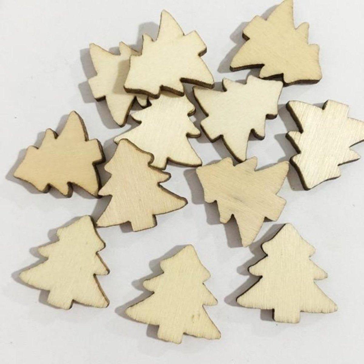 50pcs Natural Wood Craft Christmas Pendant Hanging Ornament Reindeer Xmas Tree Snowflakes New Year Decor Home Decorations - Christmas Trees 19mm - Asia Sell
