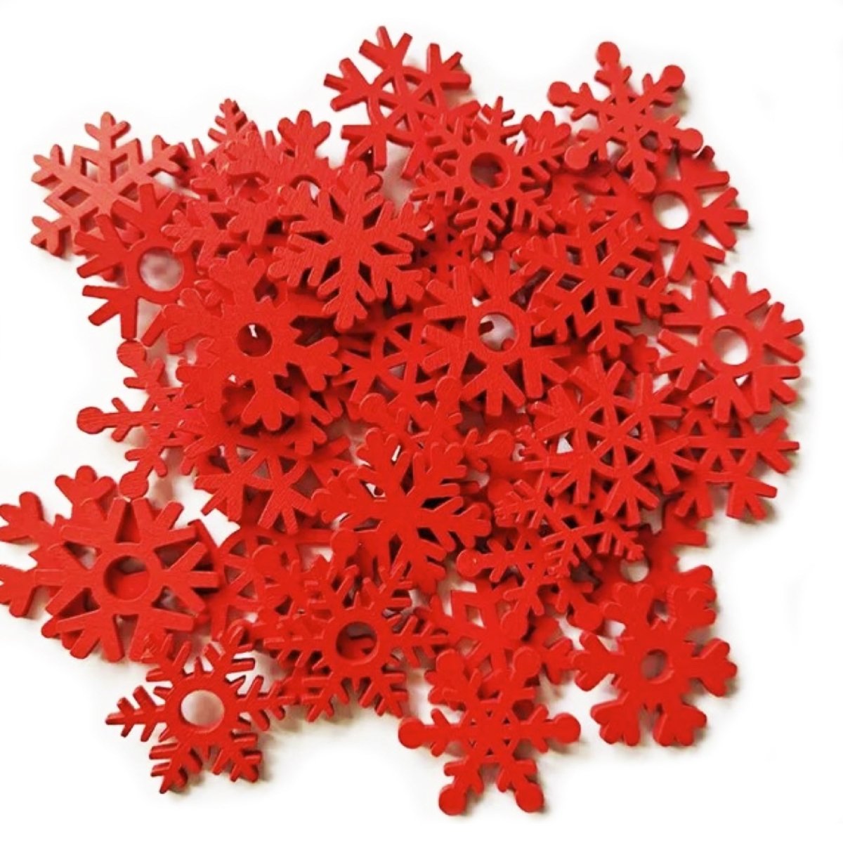 50pcs Natural Wood Craft Christmas Tree Ornament Reindeer Xmas Tree Snowflakes Home Decorations Set B - Red Snow - Asia Sell