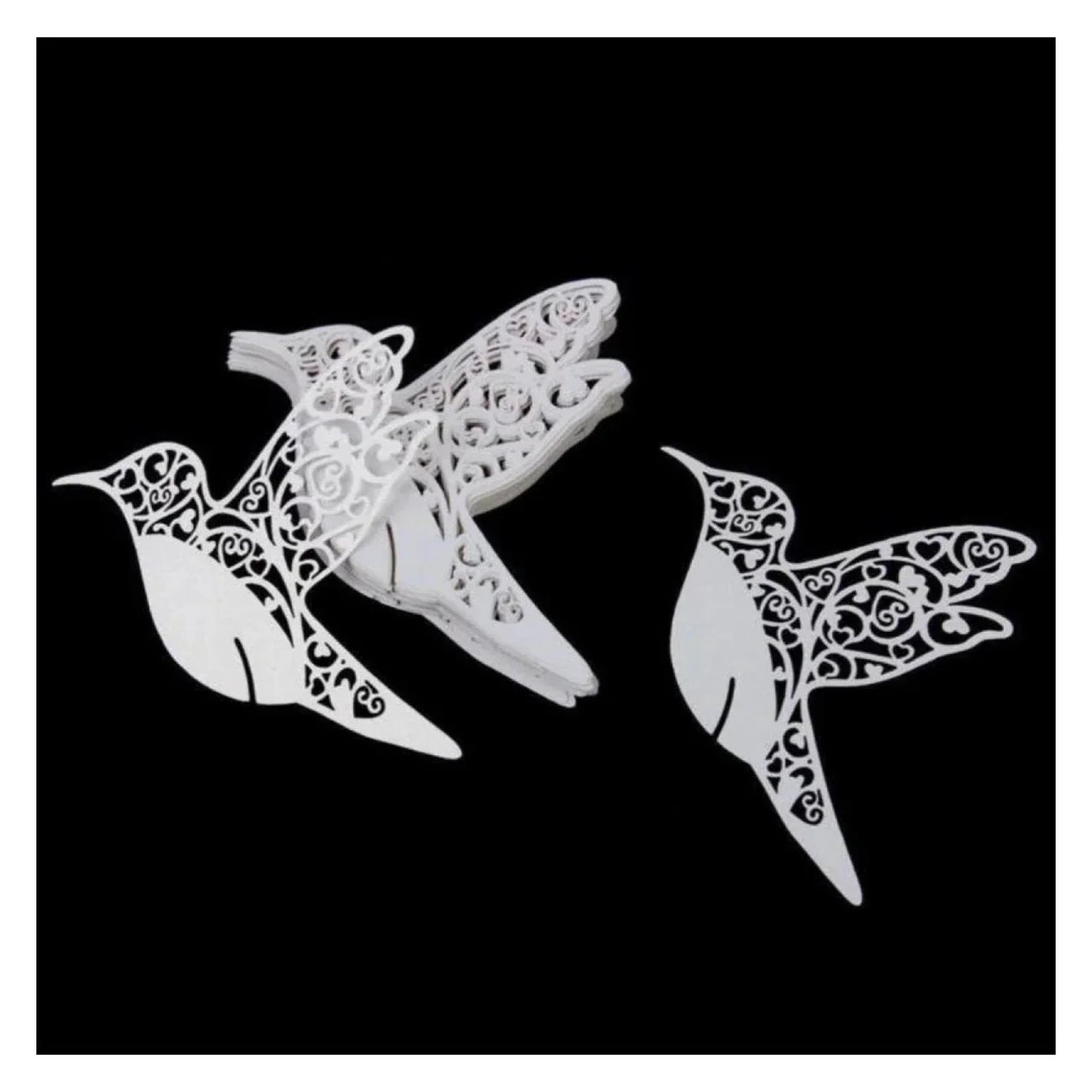 50pcs Pearl White Bird Wine Glass Table Place Holder Wedding Name Cards 150x90mm Cardboard - - Asia Sell