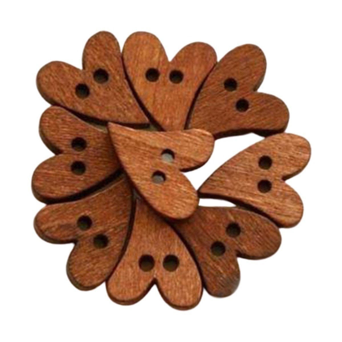 50pcs Retro Wood Buttons Handmade Clothes 15-25mm Sewing Scrapbook Clothing - Heart - 20mm - Asia Sell