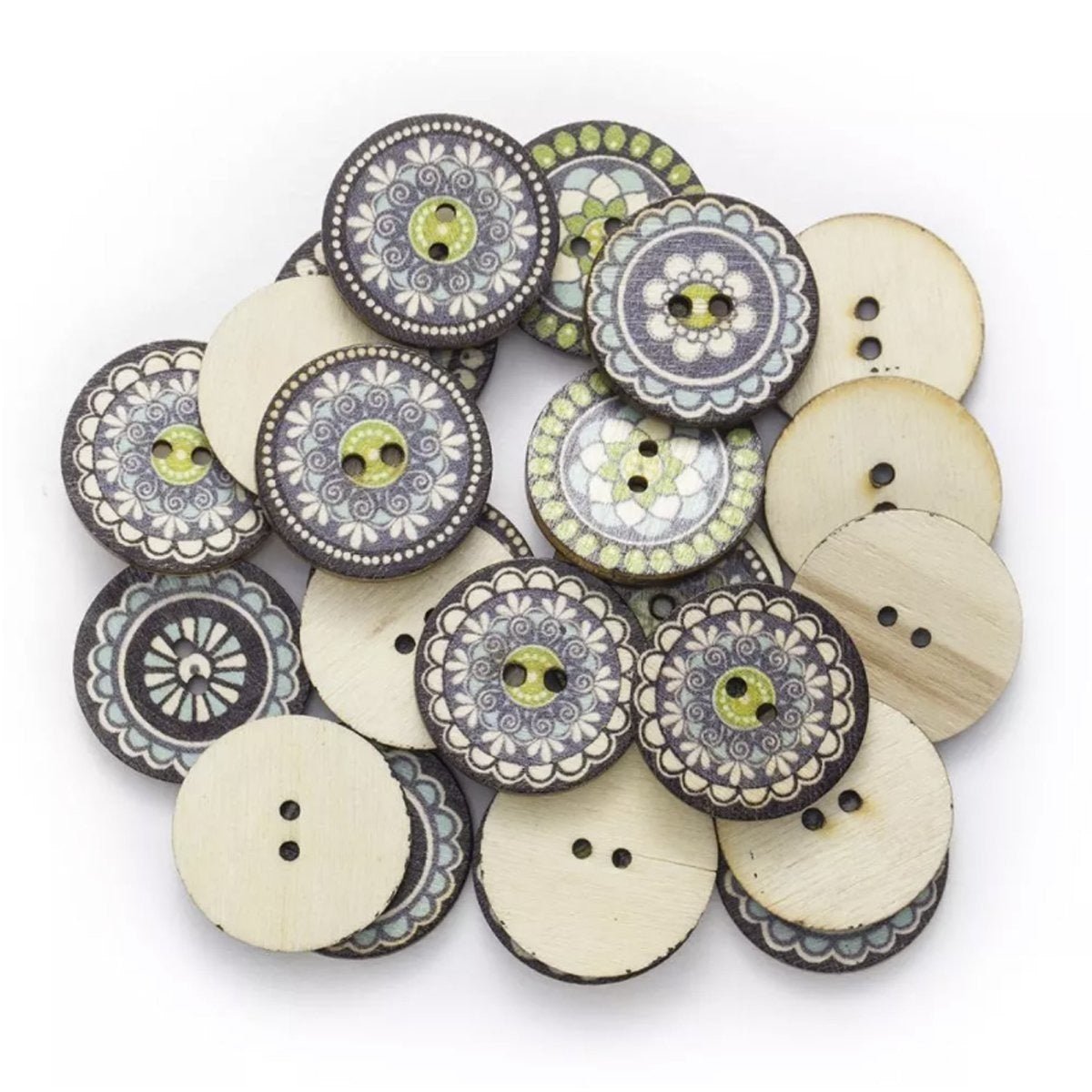 50pcs Retro Wood Buttons Handmade Clothes 15-25mm Sewing Scrapbook Clothing - Retro 3 - 15mm - Asia Sell