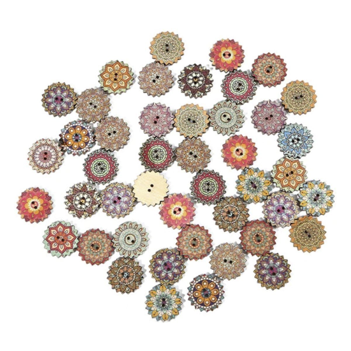 50pcs Retro Wood Buttons Handmade Clothes 15-25mm Sewing Scrapbook Clothing - Retro 4 - 20mm - Asia Sell