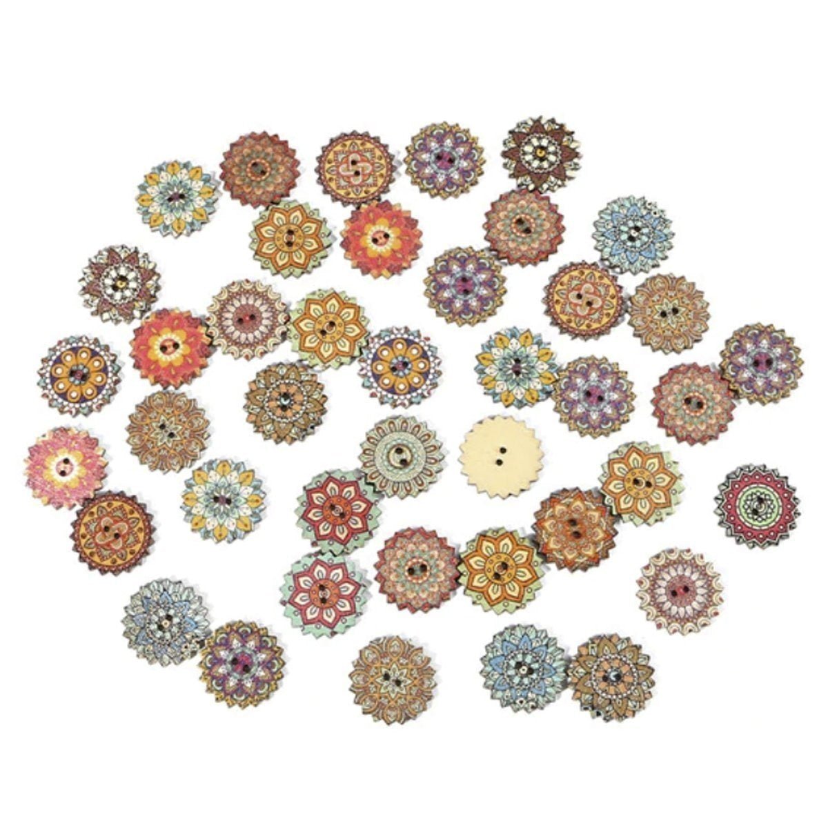 50pcs Retro Wood Buttons Handmade Clothes 15-25mm Sewing Scrapbook Clothing - Retro 4 - 25mm - Asia Sell