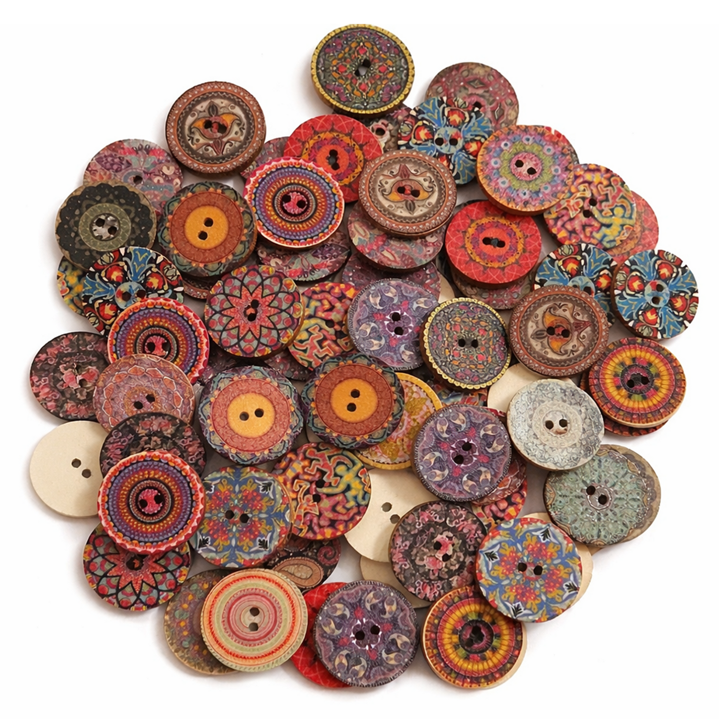 50pcs Retro Wood Buttons Handmade Clothes 15-25mm Sewing Scrapbook Clothing - Retro 7 - 15mm - Asia Sell
