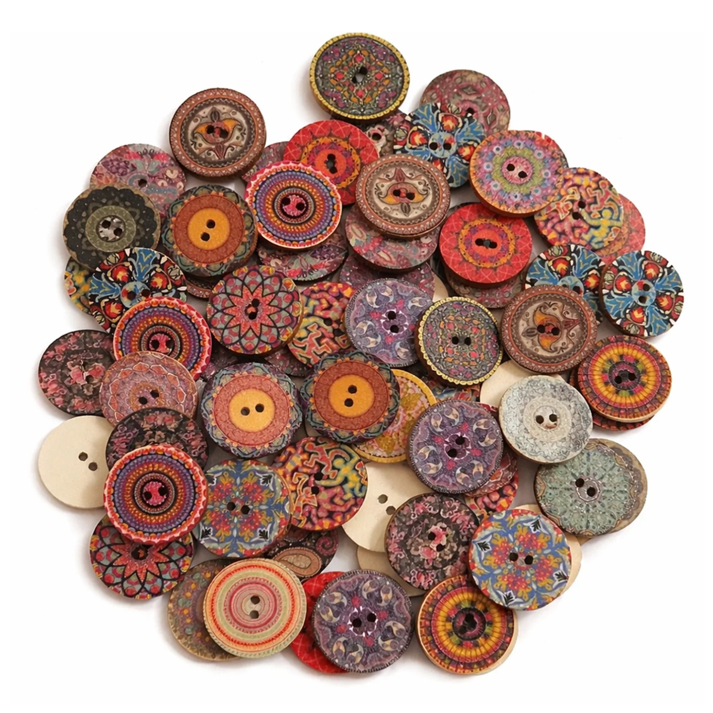 50pcs Retro Wood Buttons Handmade Clothes 15-25mm Sewing Scrapbook Clothing - Retro 7 - 15mm - Asia Sell