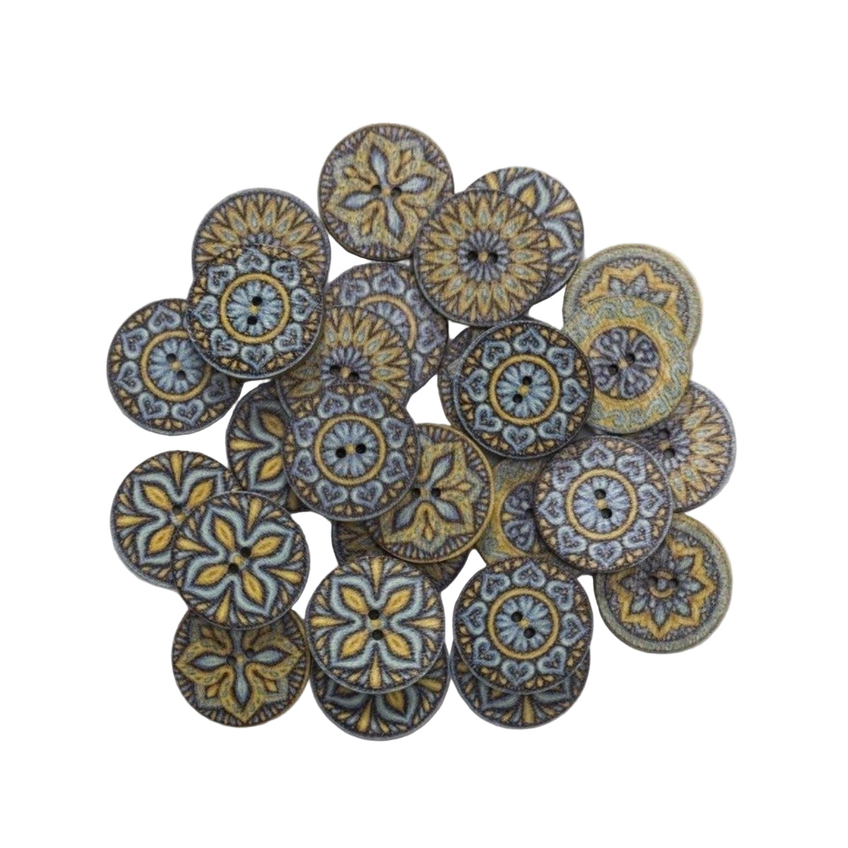 50pcs Retro Wood Buttons Handmade Clothes 15-25mm Sewing Scrapbook Clothing - Yellow Blue - 15mm - Asia Sell