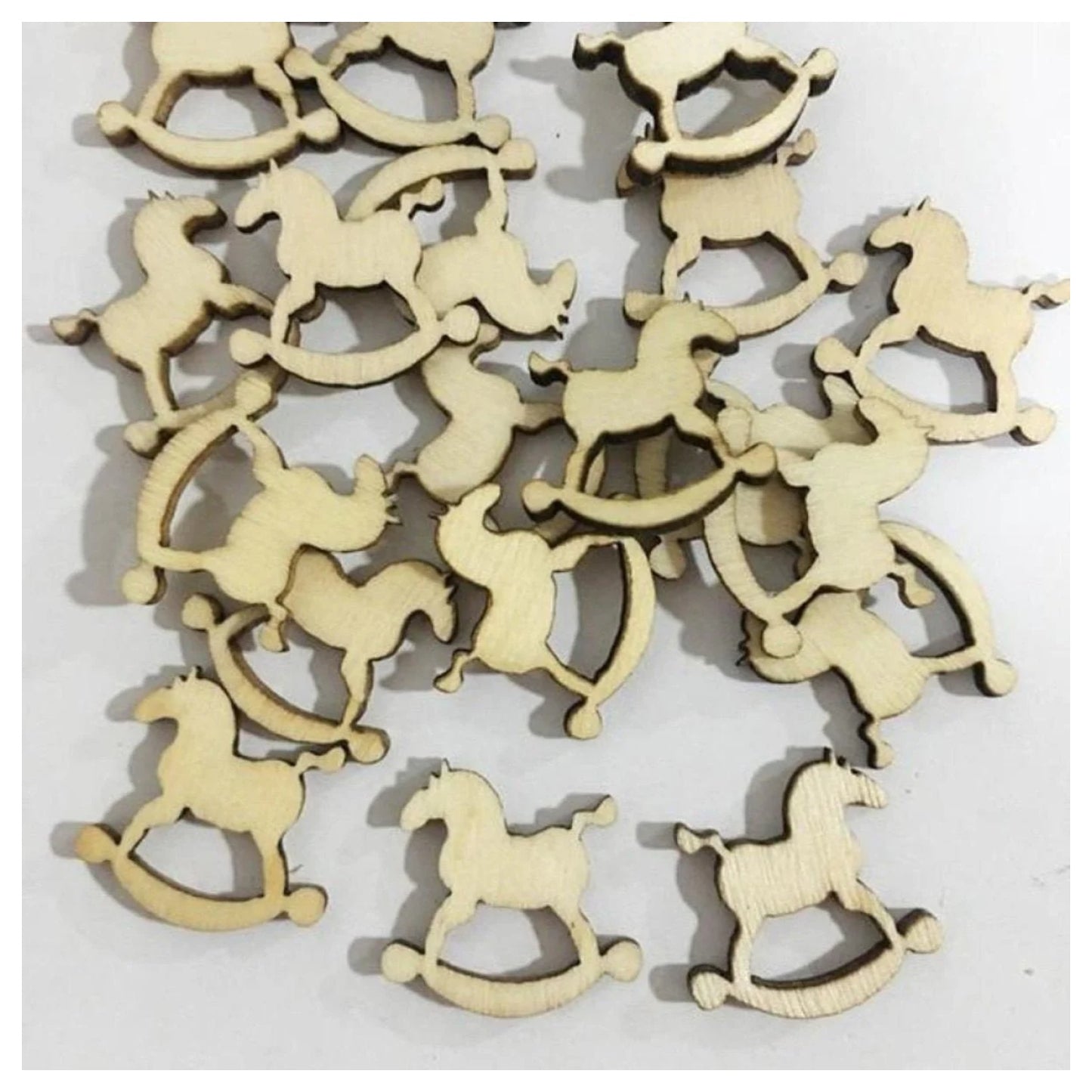 50pcs Rocking Horse 19mm Natural Wood Craft Christmas Pendant New Year Decor Home Decorations - Asia Sell