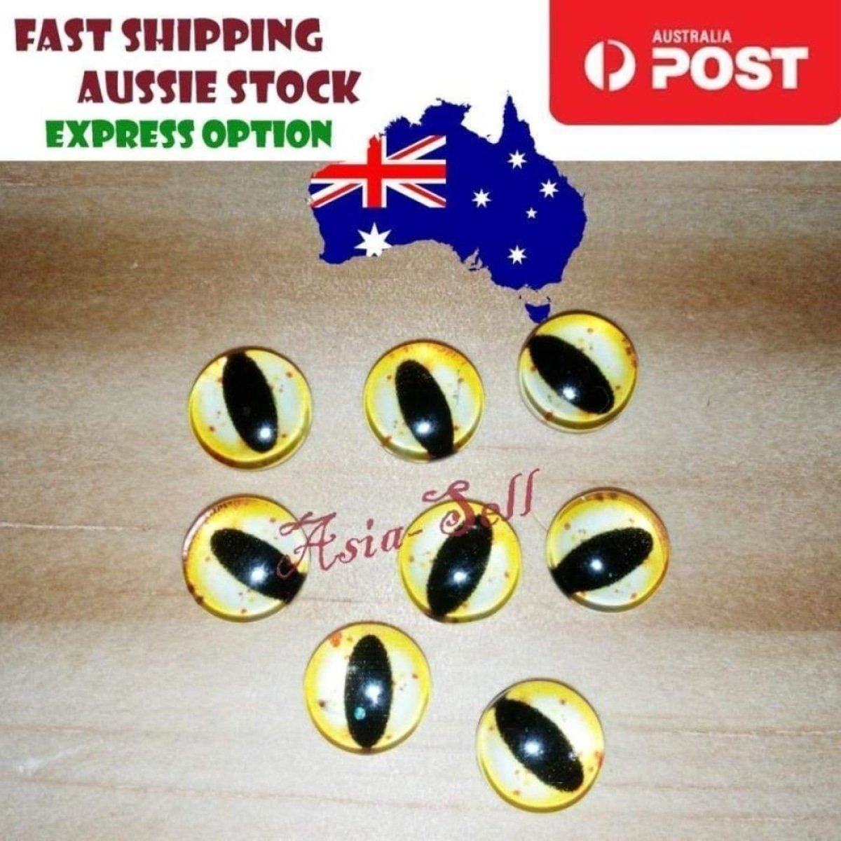 50pcs Round 8mm Glass Eyes Dragon Lizard Frog Eyeballs Model C - - Asia Sell