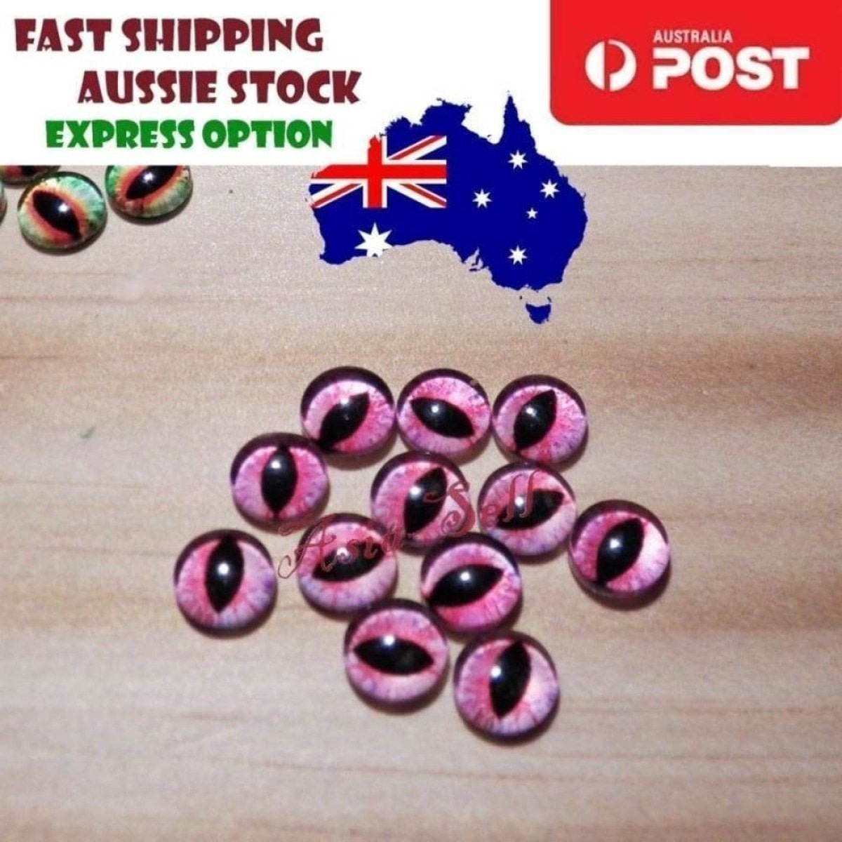 50pcs Round 8mm Glass Eyes Dragon Lizard Frog Eyeballs Model J - - Asia Sell