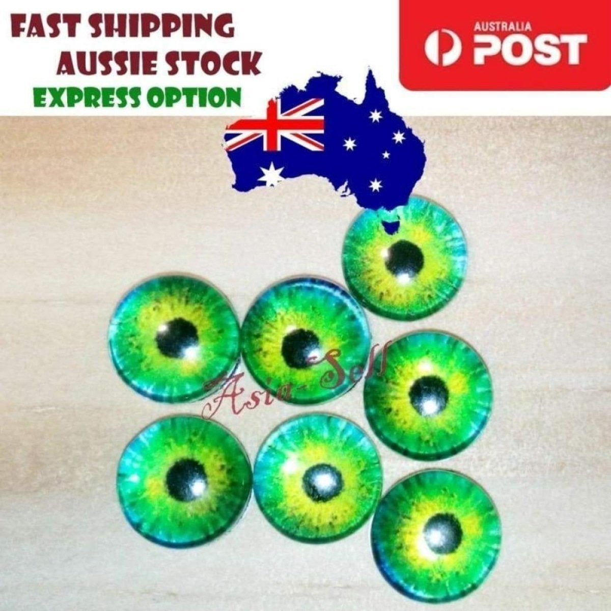 50pcs Round 8mm Glass Eyes Dragon Lizard Frog Eyeballs Model N - - Asia Sell