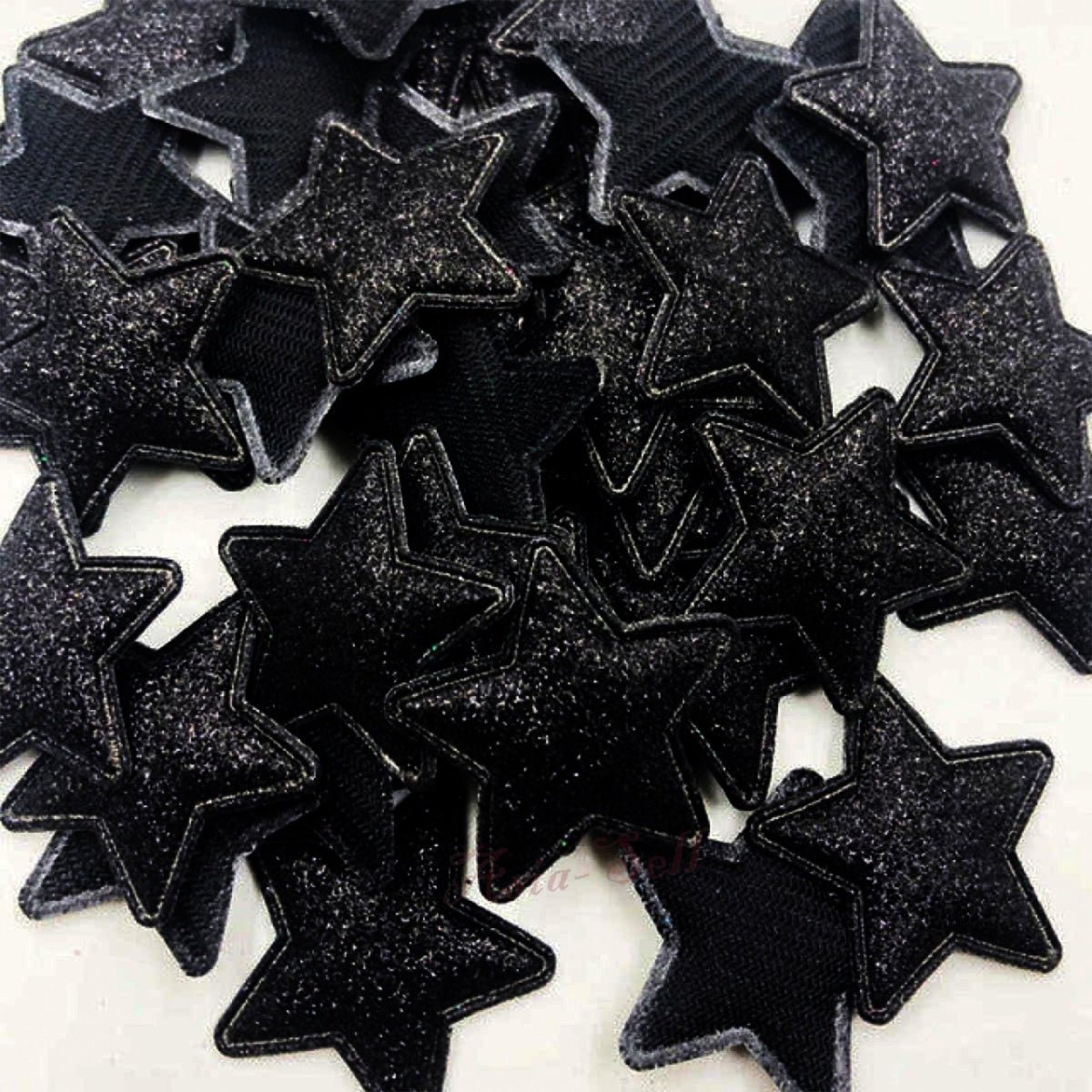 50pcs Sparkling Padded Glitter Stars Clothing Appliques DIY Apparel Accessories Christmas Decorations Large Patch Craft Toy Shapes PU Leather - Black - Asia Sell
