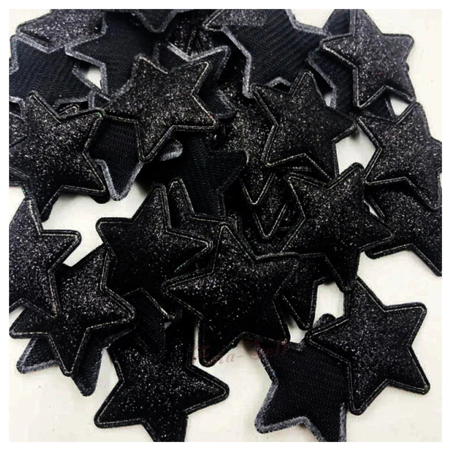 50pcs Sparkling Padded Glitter Stars Clothing Appliques DIY Apparel Accessories Christmas Decorations Large Patch Craft Toy Shapes PU Leather - Black - Asia Sell