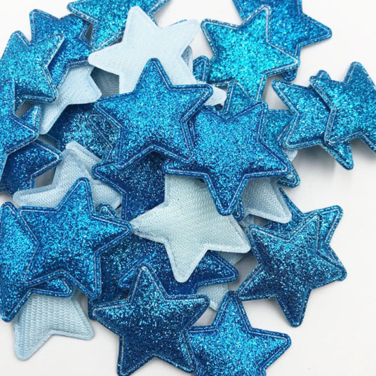 50pcs Sparkling Padded Glitter Stars Clothing Appliques DIY Apparel Accessories Christmas Decorations Large Patch Craft Toy Shapes PU Leather - Dark Blue - Asia Sell