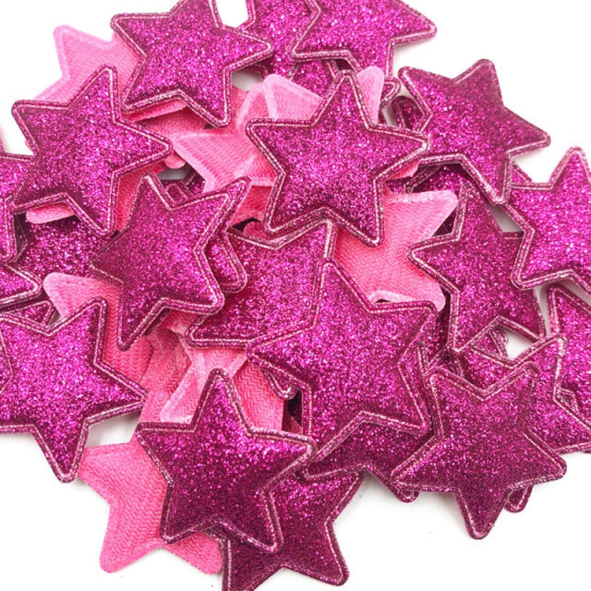 50pcs Sparkling Padded Glitter Stars Clothing Appliques DIY Apparel Accessories Christmas Decorations Large Patch Craft Toy Shapes PU Leather - Fushia - Asia Sell