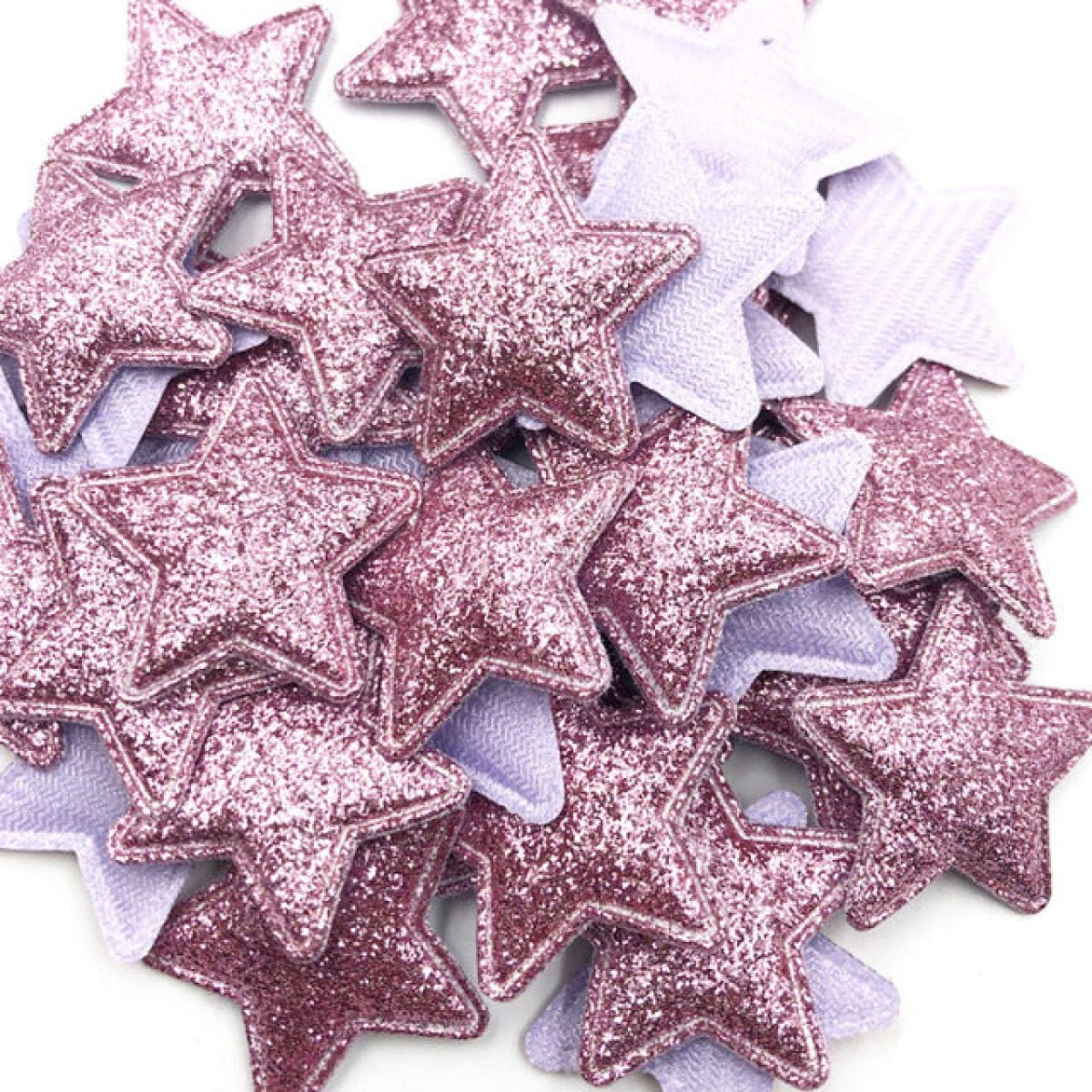 50pcs Sparkling Padded Glitter Stars Clothing Appliques DIY Apparel Accessories Christmas Decorations Large Patch Craft Toy Shapes PU Leather - Mauve - Asia Sell