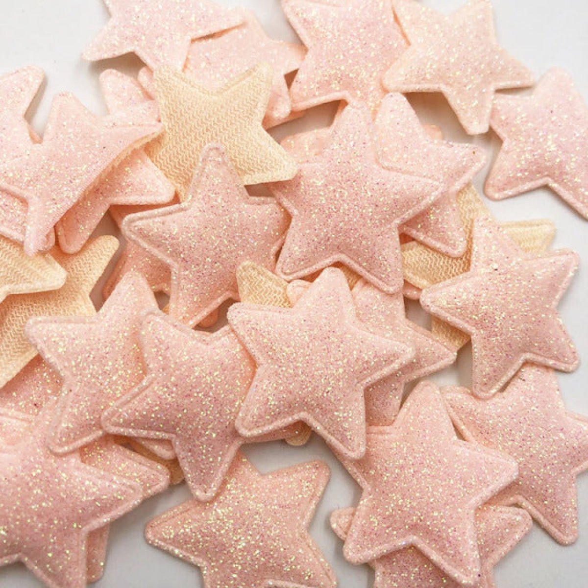 50pcs Sparkling Padded Glitter Stars Clothing Appliques DIY Apparel Accessories Christmas Decorations Large Patch Craft Toy Shapes PU Leather - Peach - Asia Sell