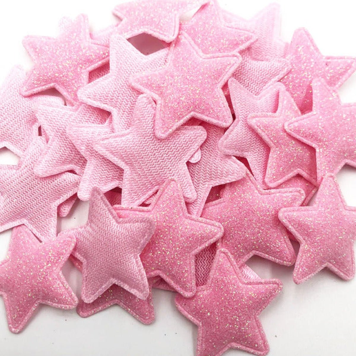 50pcs Sparkling Padded Glitter Stars Clothing Appliques DIY Apparel Accessories Christmas Decorations Large Patch Craft Toy Shapes PU Leather - Pink - Asia Sell
