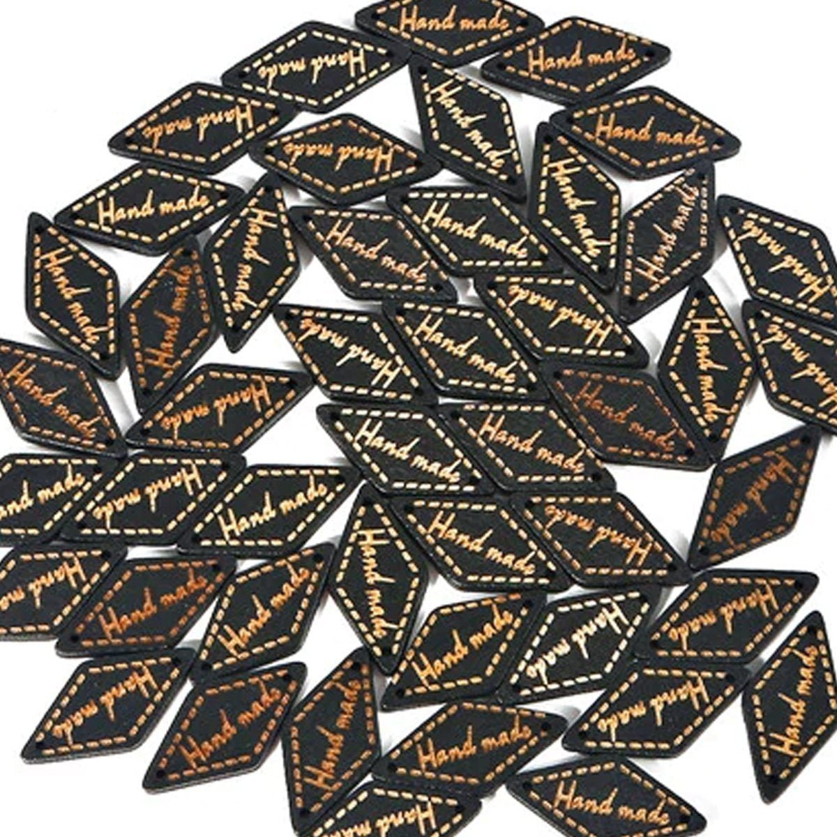 50pcs Wooden Handmade Hand Made Bag Labels Sewing Tags Clothing - Black Diamond - Asia Sell