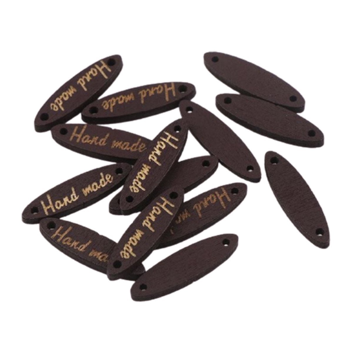 50pcs Wooden Handmade Hand Made Bag Labels Sewing Tags Clothing - Dark Brown Round 5 - Asia Sell