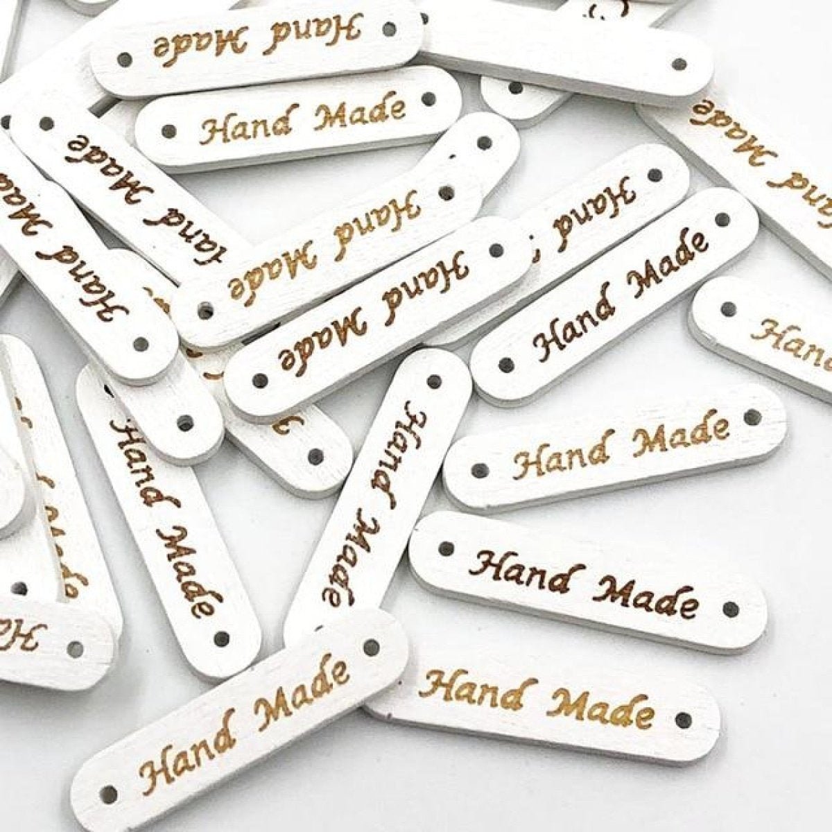 50pcs Wooden Handmade Hand Made Bag Labels Sewing Tags Clothing - Dark Natural Rectangular - Asia Sell